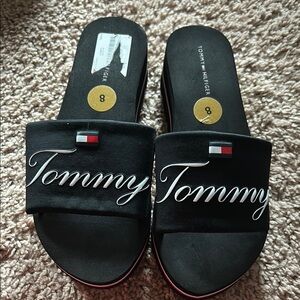 Tommy Hilfiger Black Slide Sandals